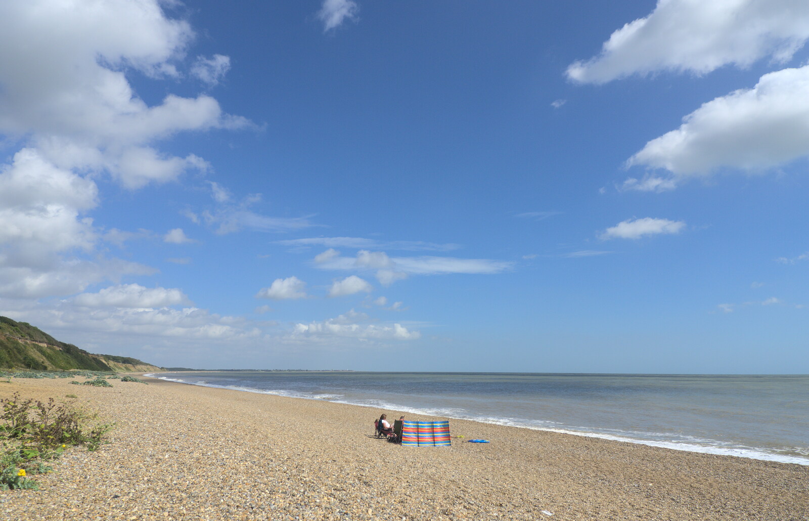 A solitary windbreak from Camping by the Seaside, Cliff House, Dunwich, Suffolk - 15th August 2012