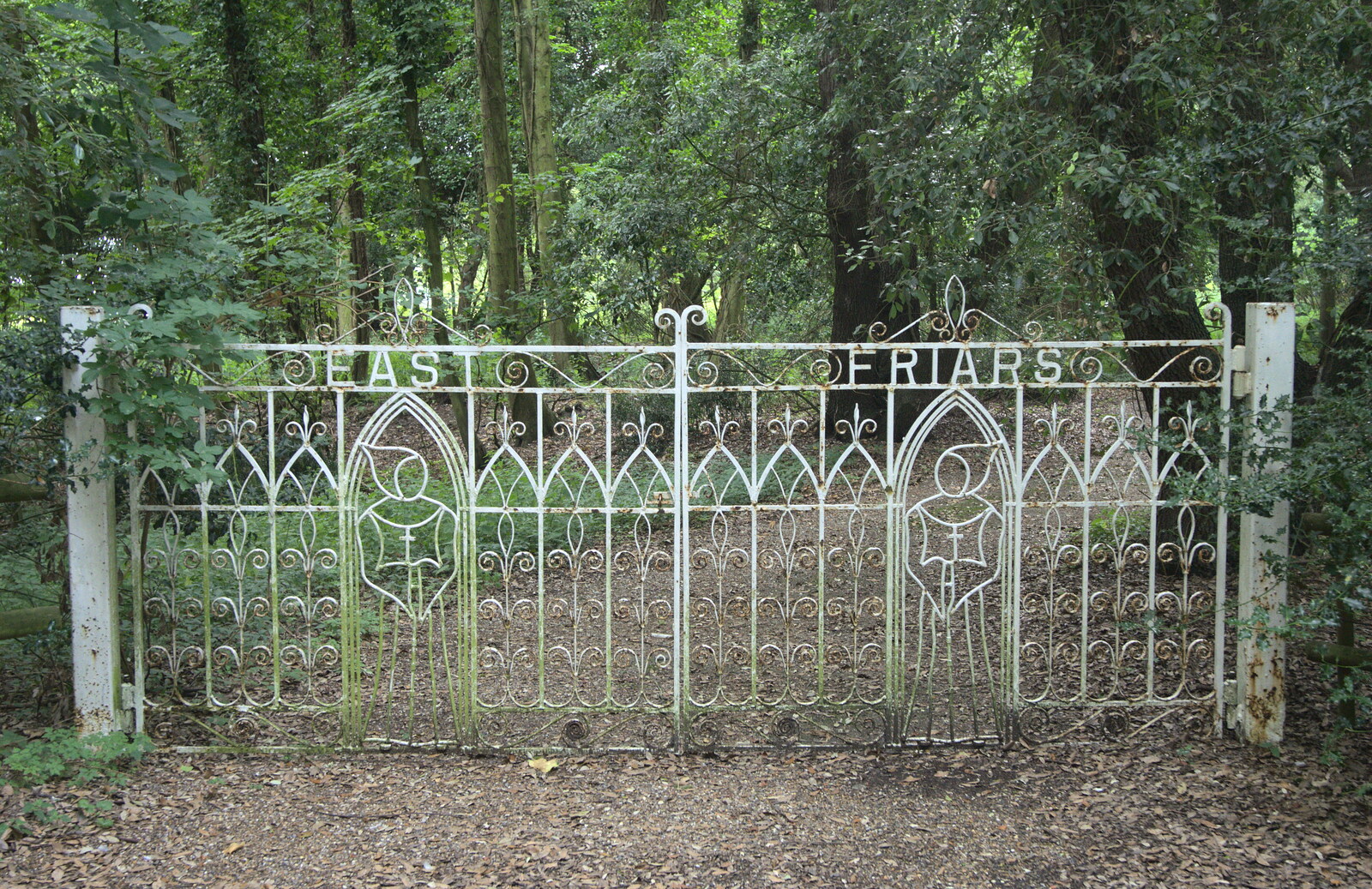 Wrought iron gates marked 'East Friars' from Camping by the Seaside, Cliff House, Dunwich, Suffolk - 15th August 2012
