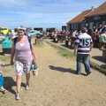 We head back from the chip shop, Camping by the Seaside, Cliff House, Dunwich, Suffolk - 15th August 2012