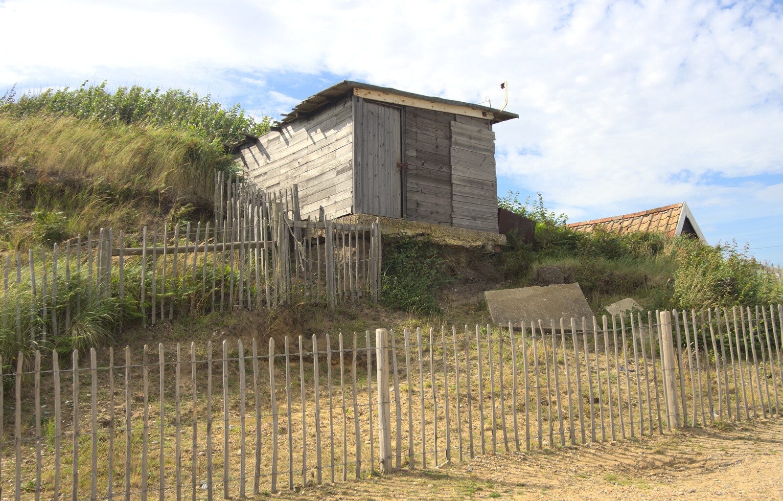 Strange beach hut perched on a hill from Camping by the Seaside, Cliff House, Dunwich, Suffolk - 15th August 2012