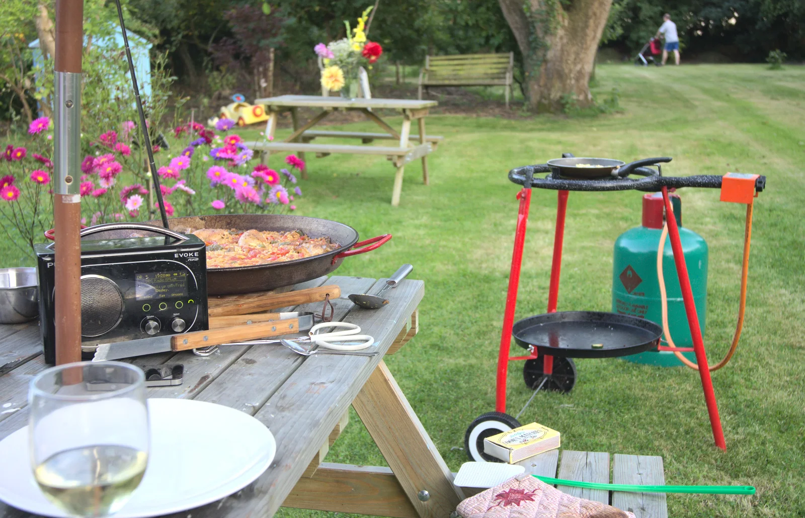 There's a paella on the go, from "Grandma Julie's" Barbeque Thrash, Bressingham, Norfolk - 19th August 2012