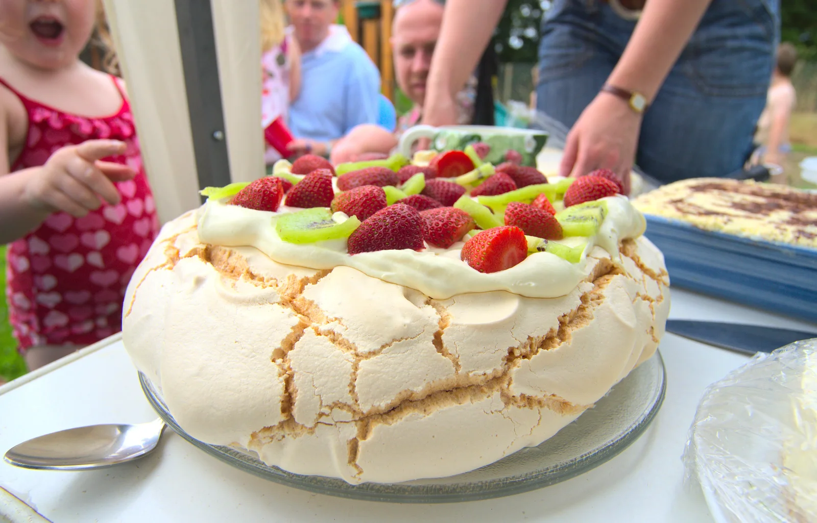 Over at Julie's, a massive Pavlova appears, from "Grandma Julie's" Barbeque Thrash, Bressingham, Norfolk - 19th August 2012