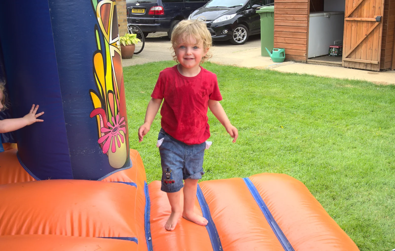 Fred's on a bouncy castle, from "Grandma Julie's" Barbeque Thrash, Bressingham, Norfolk - 19th August 2012