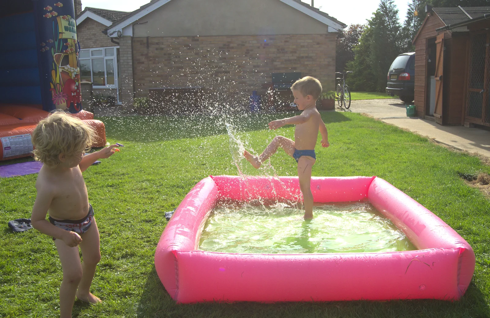 Water is kicked about, from "Grandma Julie's" Barbeque Thrash, Bressingham, Norfolk - 19th August 2012