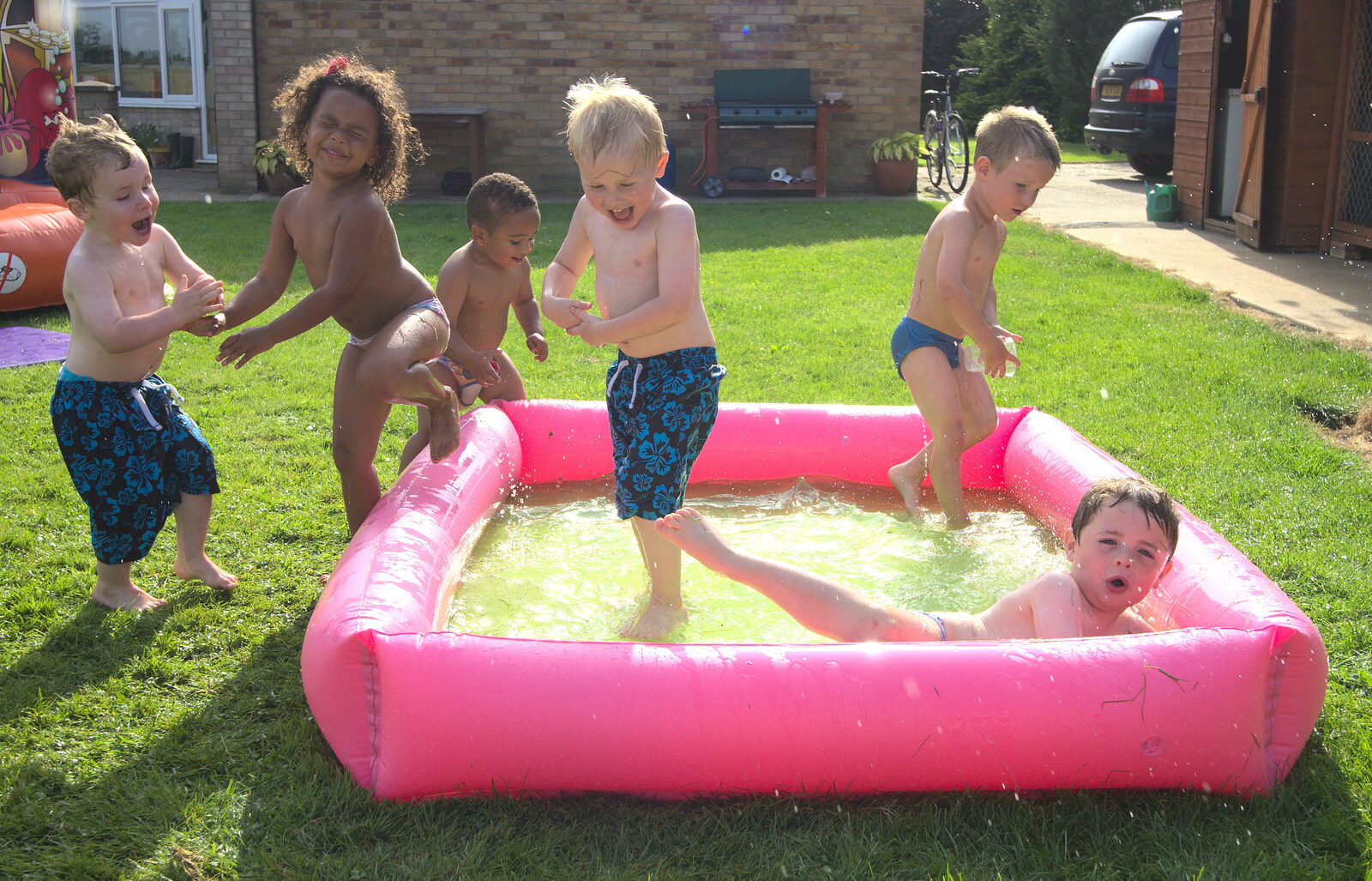 There's a whole pile of kids in the pool from "Grandma Julie's" Barbeque Thrash, Bressingham, Norfolk - 19th August 2012