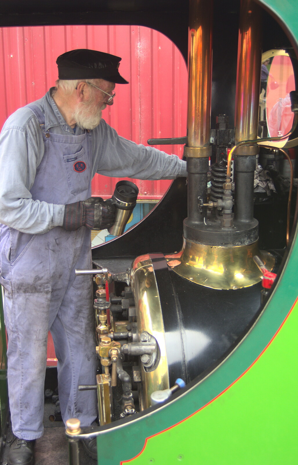 The engine driver stops for a coffee from A Bressingham Steam Day, Norfolk, 27th August 2012