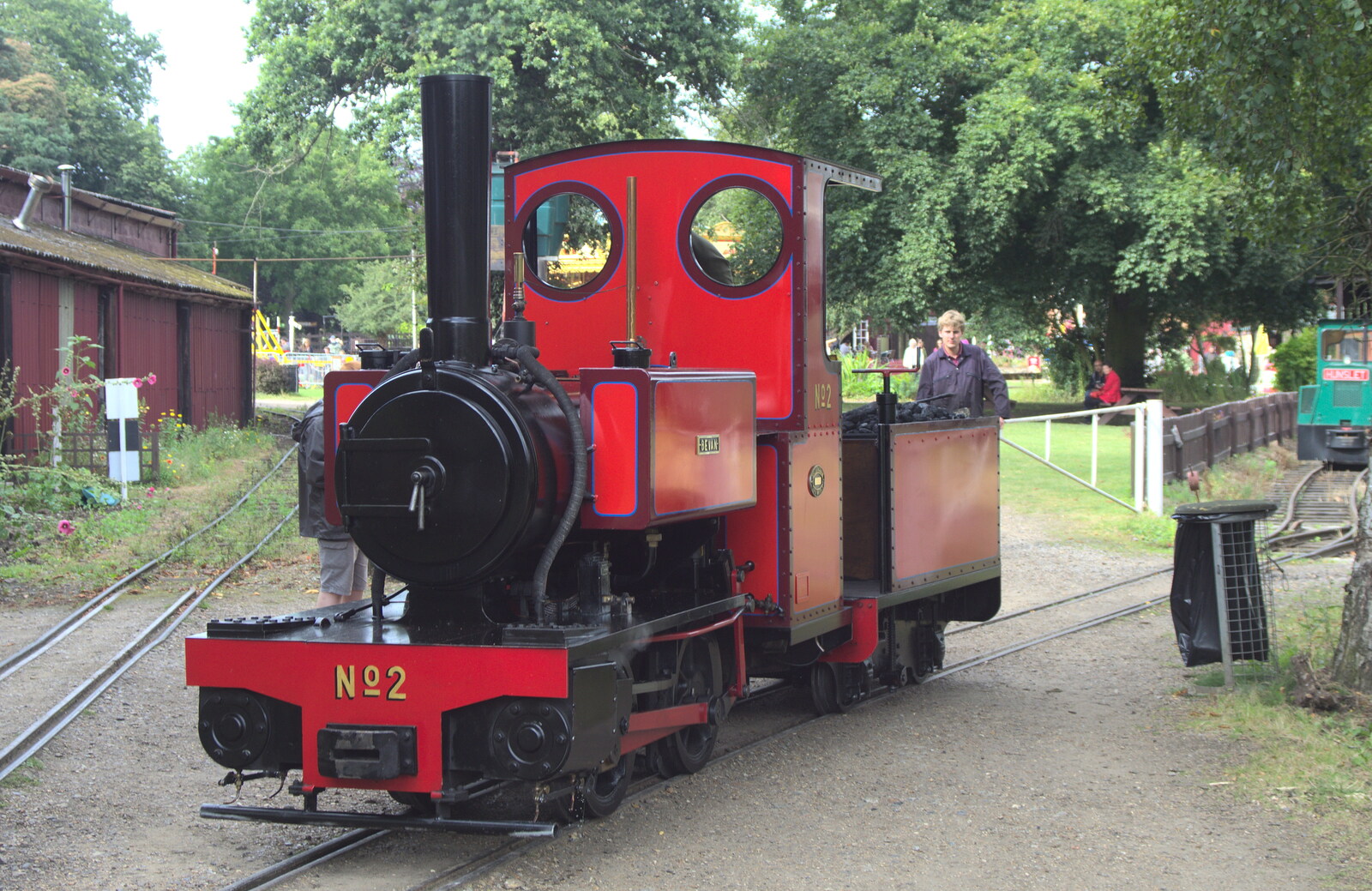 A train waits at a crossing from A Bressingham Steam Day, Norfolk, 27th August 2012