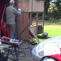 Graham prepares to spray the MX-5, Camping at Dower House, West Harling, Norfolk - 1st September 2012