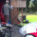 Graham prepares to spray the MX-5, Camping at Dower House, West Harling, Norfolk - 1st September 2012