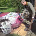 Graham sprays some colour coat, Camping at Dower House, West Harling, Norfolk - 1st September 2012