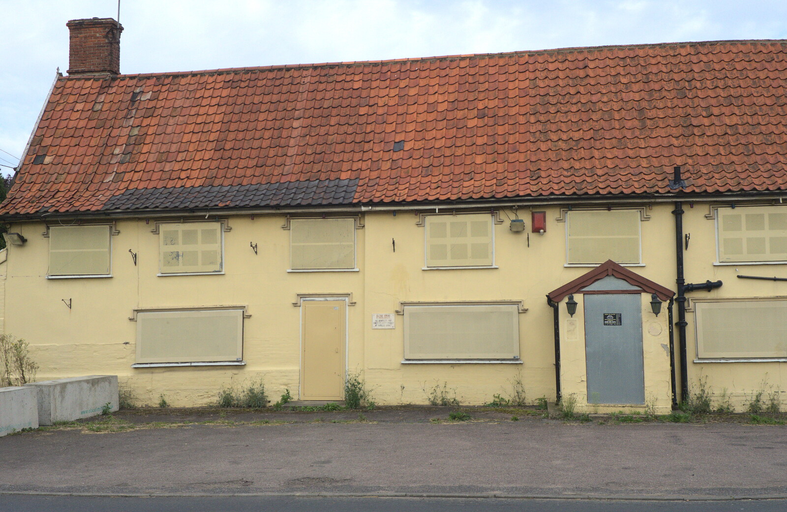 The sad sight of a boarded-up pub from Camping at Dower House, West Harling, Norfolk - 1st September 2012
