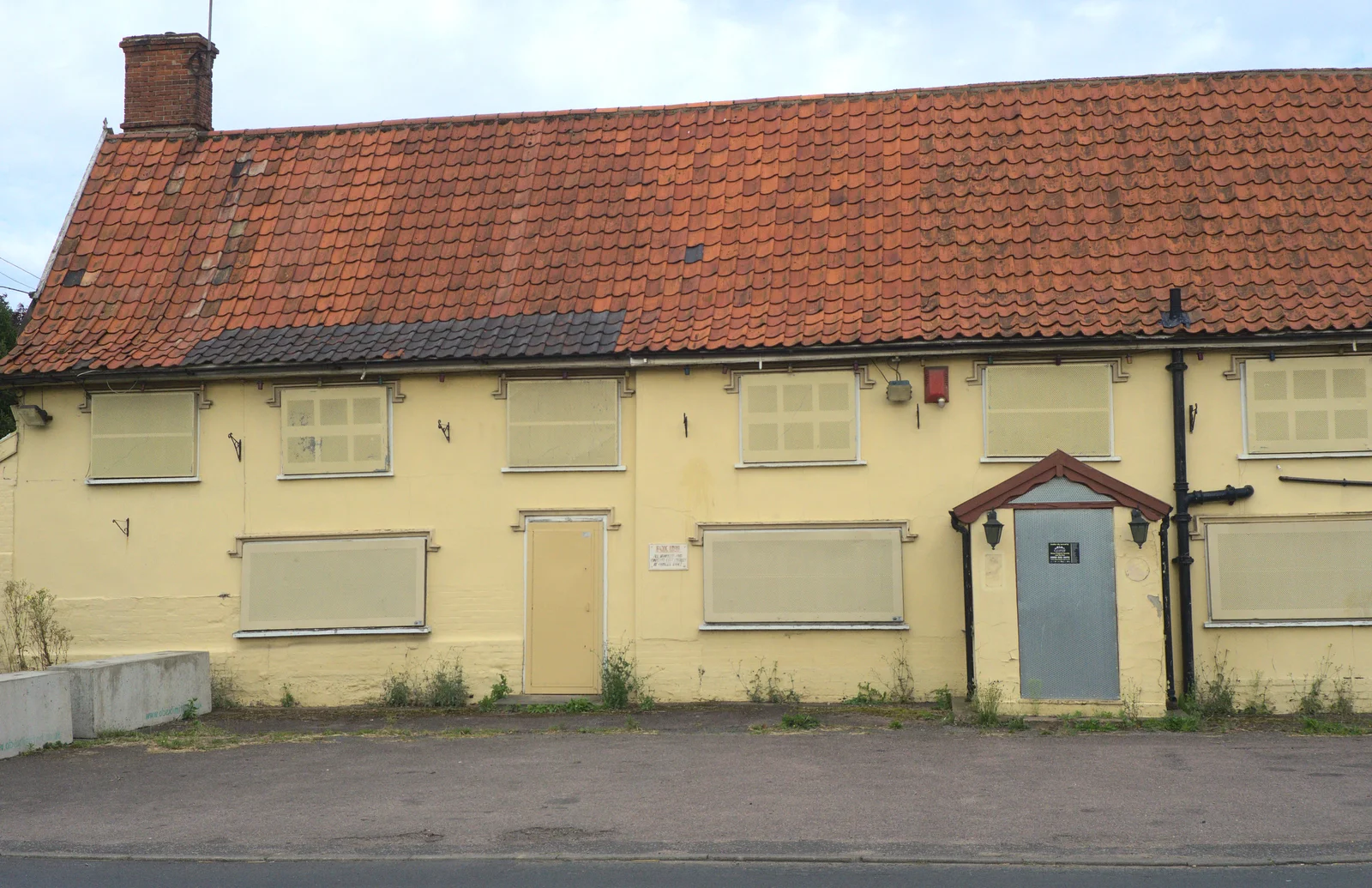 The sad sight of a boarded-up pub, from Camping at Dower House, West Harling, Norfolk - 1st September 2012