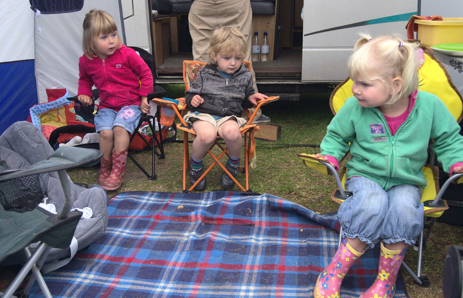 Fred and his gang in the awning from Camping at Dower House, West Harling, Norfolk - 1st September 2012