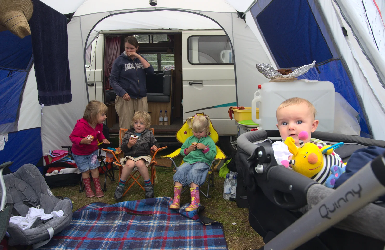 Sophie, Fred, Grace and Harry - 'Mister Cheese', from Camping at Dower House, West Harling, Norfolk - 1st September 2012