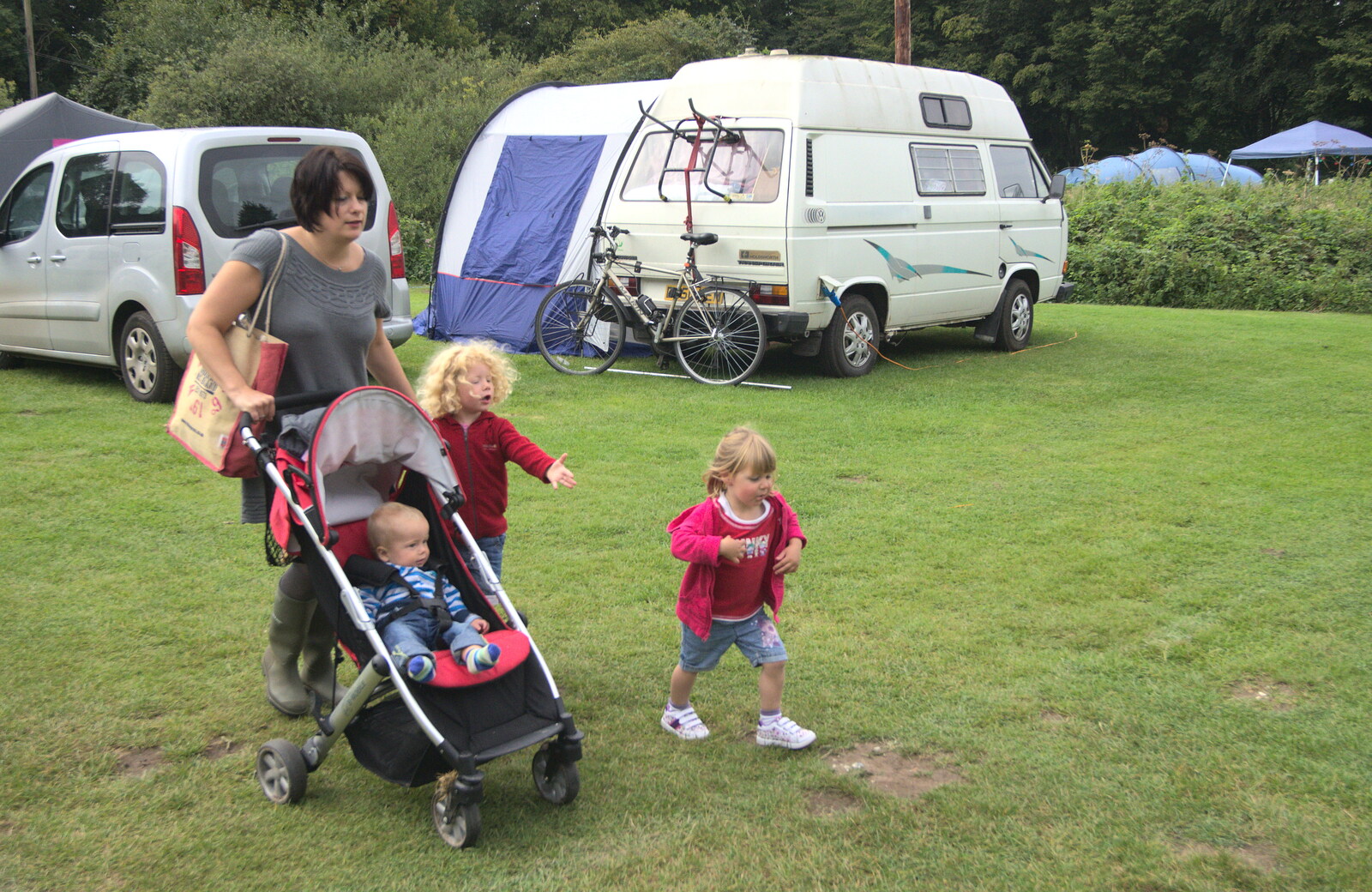 Clare, Jack and Rosie join us for a walk from Camping at Dower House, West Harling, Norfolk - 1st September 2012