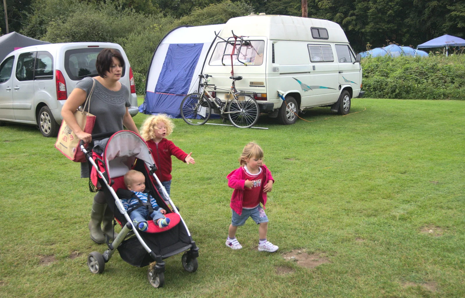 Clare, Jack and Rosie join us for a walk, from Camping at Dower House, West Harling, Norfolk - 1st September 2012