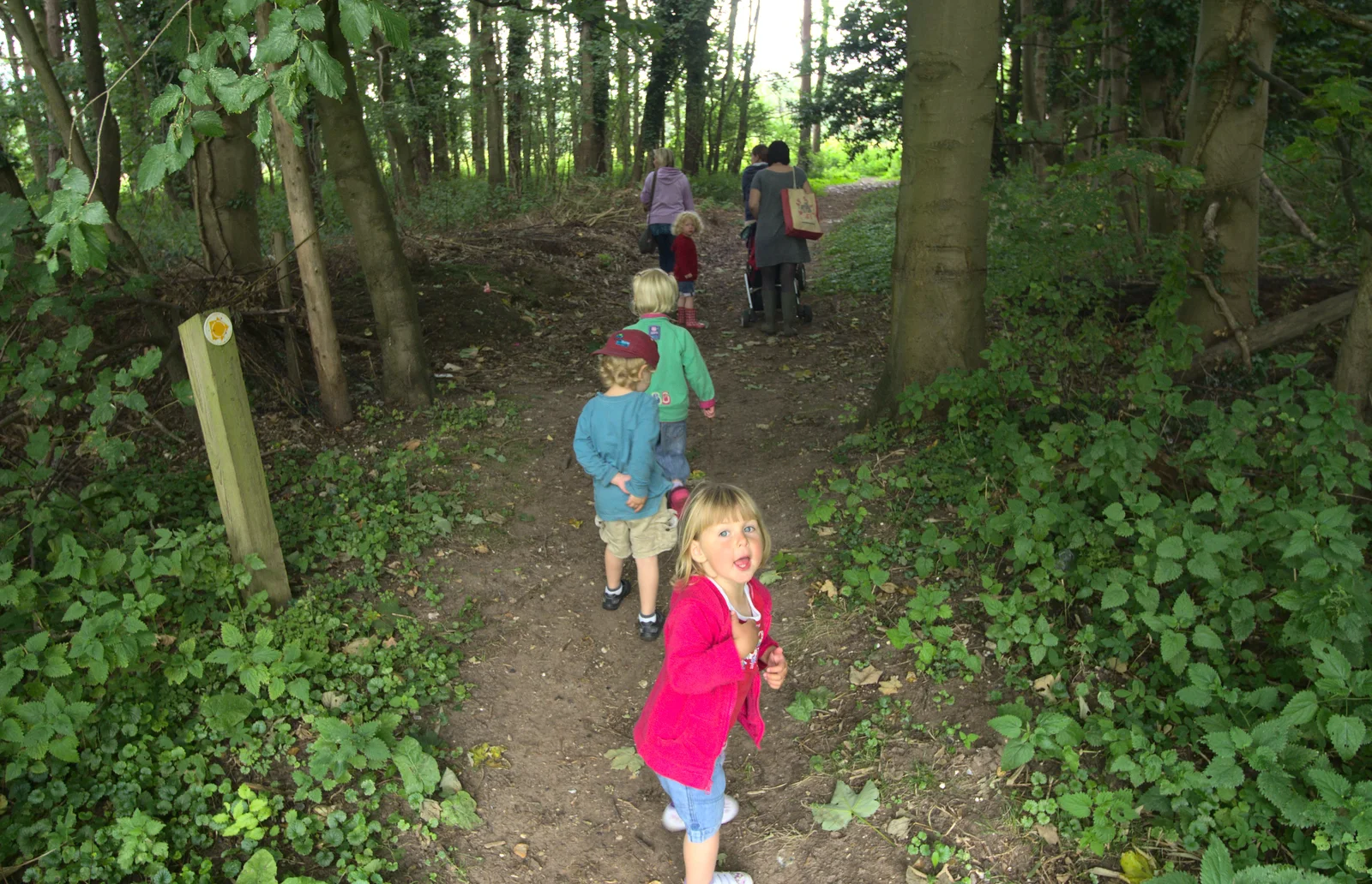 We wander off in to the deep dark woods, from Camping at Dower House, West Harling, Norfolk - 1st September 2012