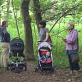 There's a pause for a chat in the woods, Camping at Dower House, West Harling, Norfolk - 1st September 2012