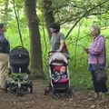 There's a pause for a chat in the woods, Camping at Dower House, West Harling, Norfolk - 1st September 2012