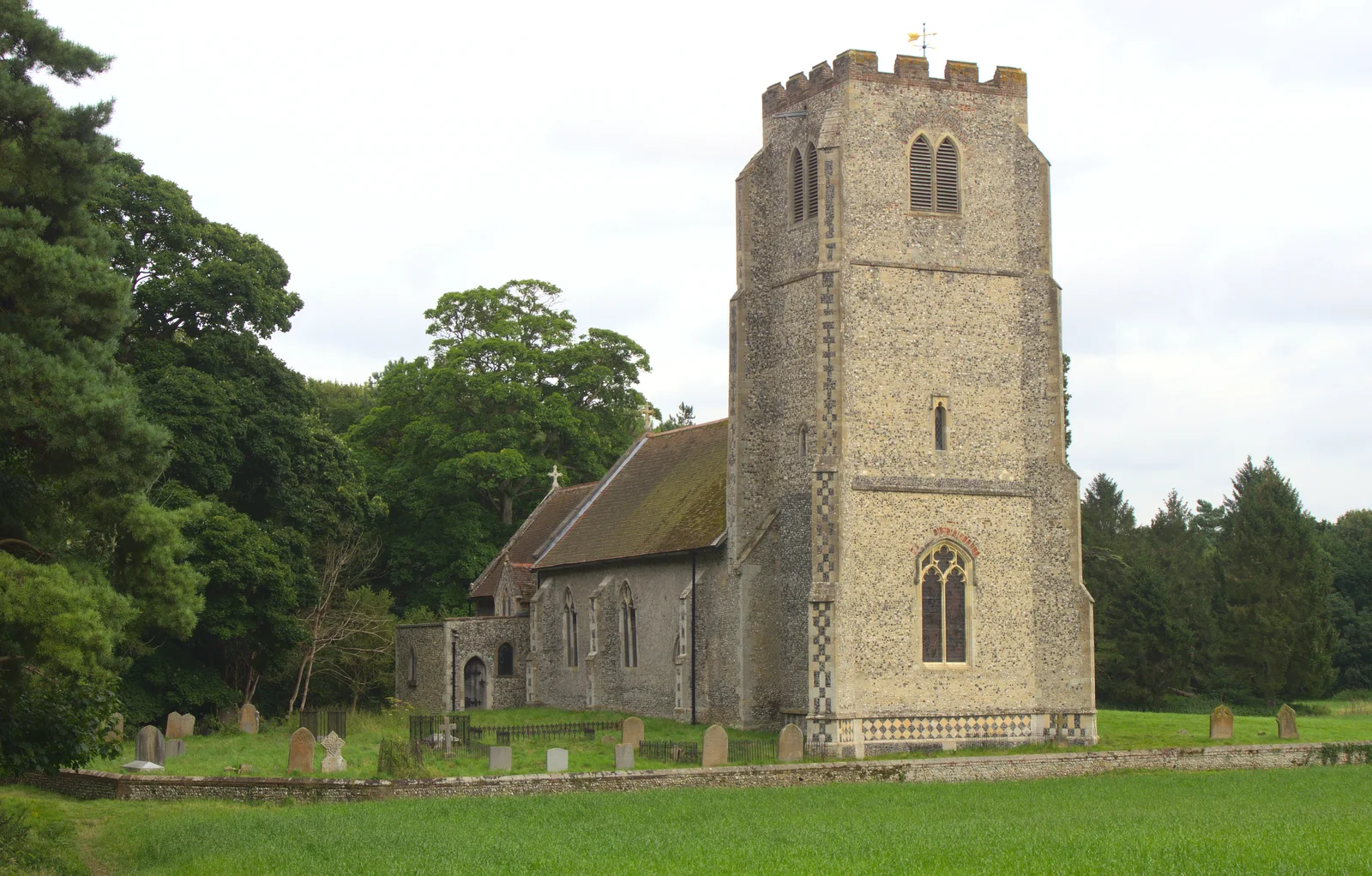 All Saints Church, West Harling, from Camping at Dower House, West Harling, Norfolk - 1st September 2012