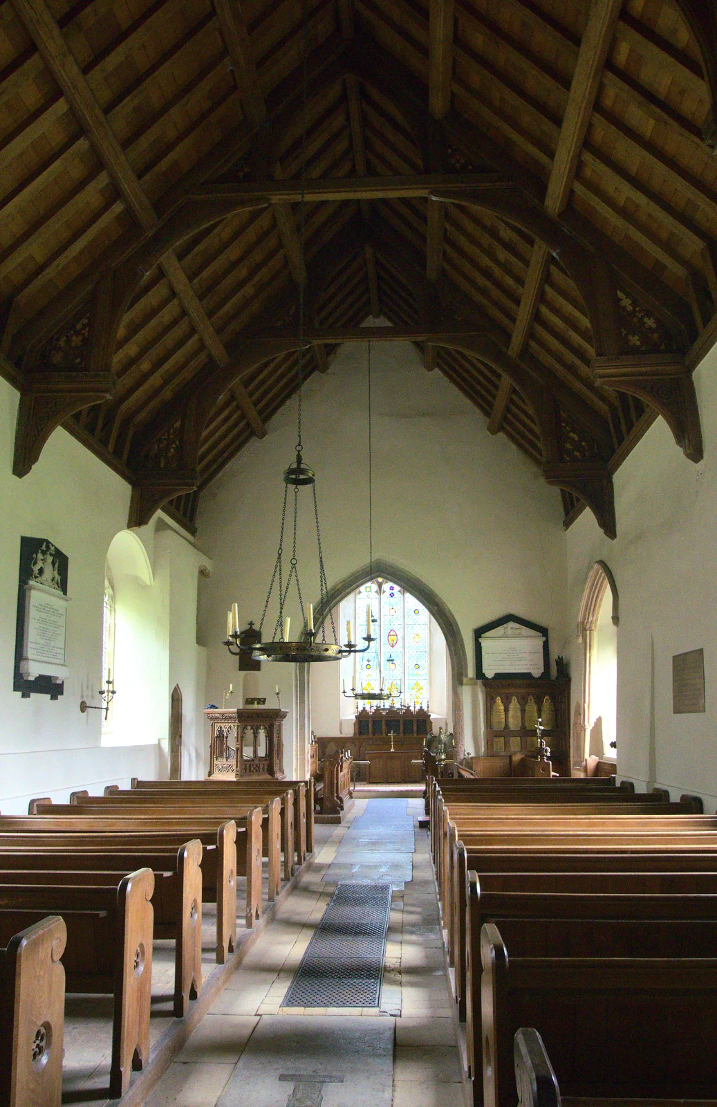 The nave of West Harling All Saints, from Camping at Dower House, West Harling, Norfolk - 1st September 2012