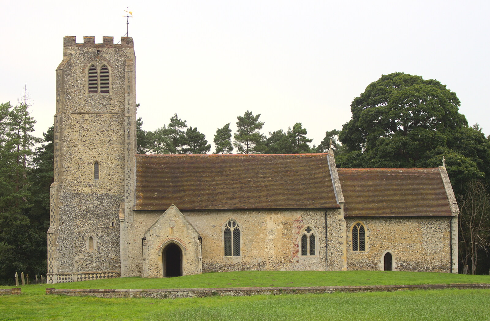 A side view of the church from Camping at Dower House, West Harling, Norfolk - 1st September 2012