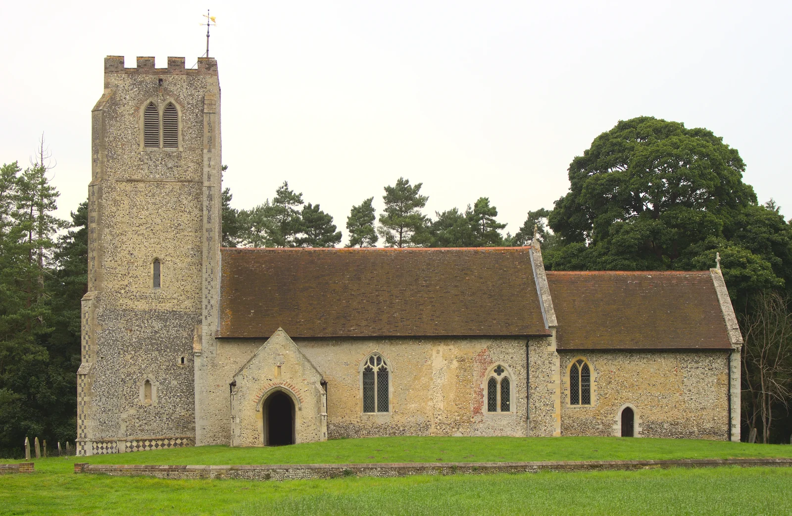 A side view of the church, from Camping at Dower House, West Harling, Norfolk - 1st September 2012