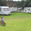 Fred scoots off on his balance bike, Camping at Dower House, West Harling, Norfolk - 1st September 2012