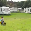 Fred scoots off on his balance bike, Camping at Dower House, West Harling, Norfolk - 1st September 2012