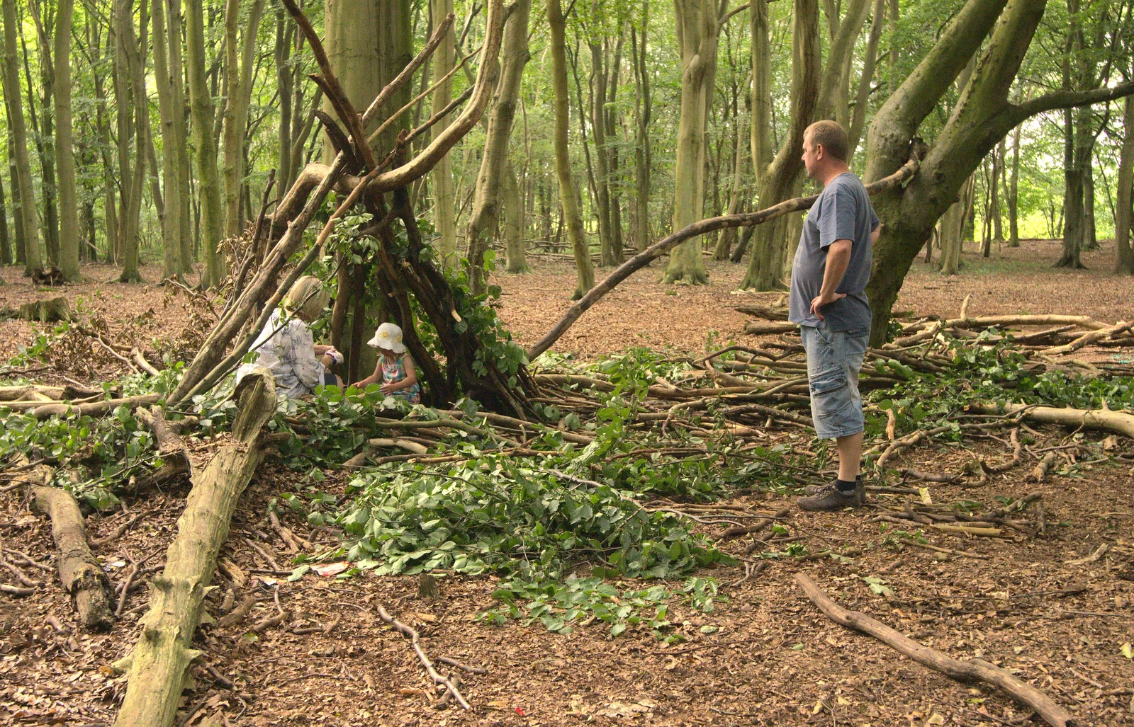 Andrew surveys some den action, from Camping at Dower House, West Harling, Norfolk - 1st September 2012