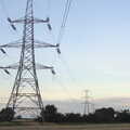 High-tension wires stride across the countryside, Camping at Dower House, West Harling, Norfolk - 1st September 2012