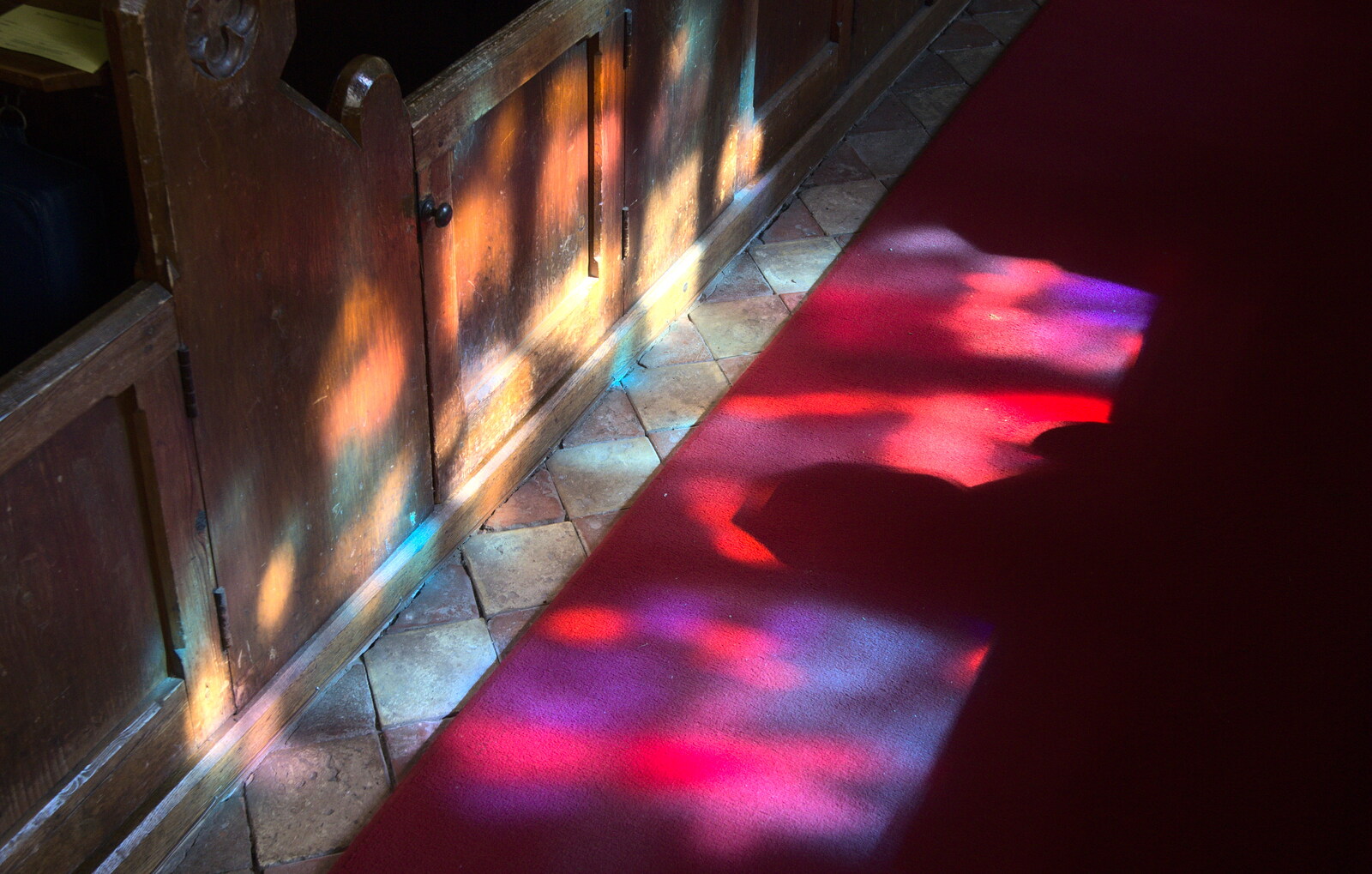 Splashes of light through stained glass windows from The BSCC does Matthew's Church Bike Ride, Suffolk - 8th September 2012