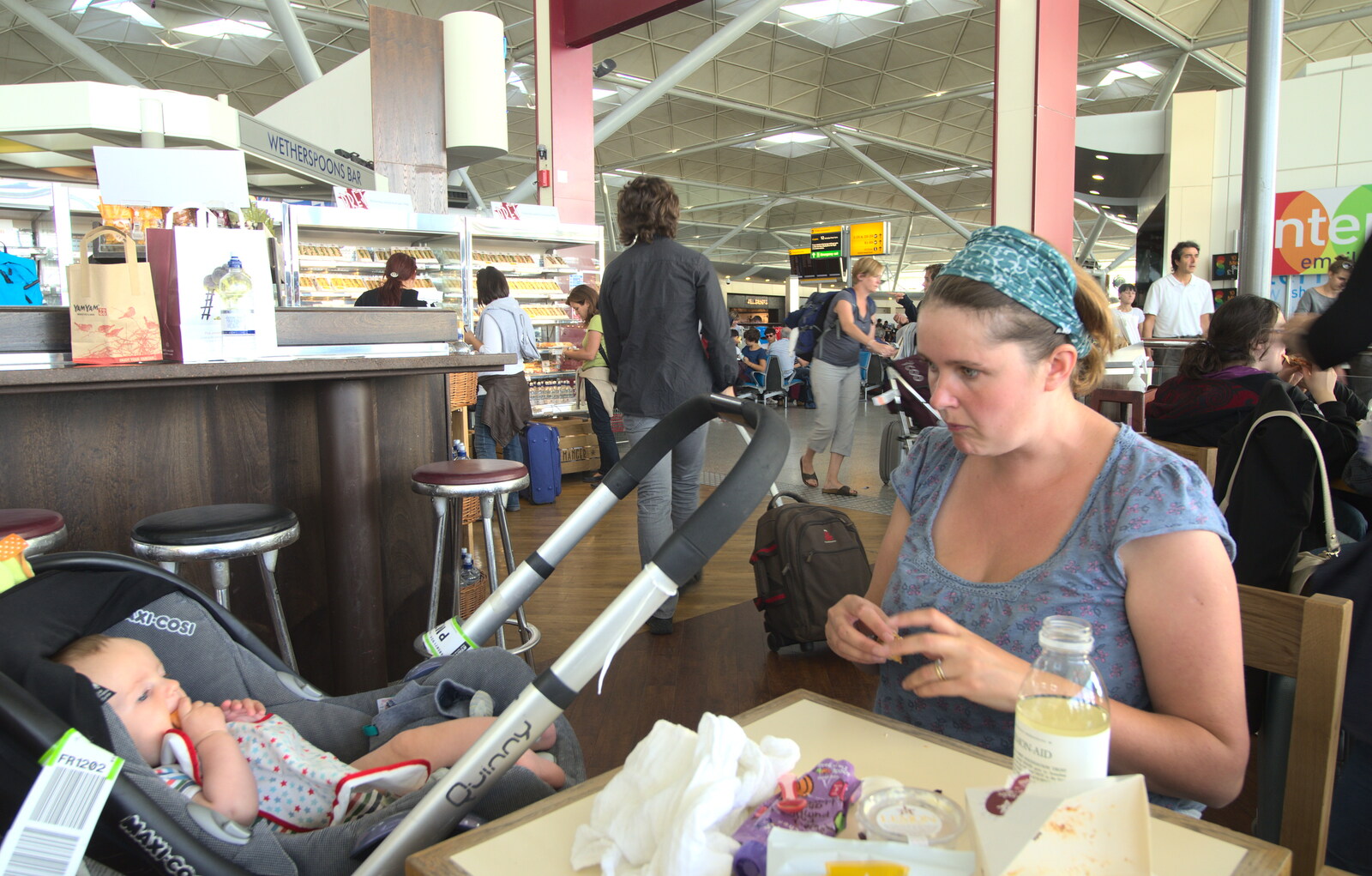 We get some sort of food at Stansted from A Trip to Sóller, Mallorca, Spain - 8th-14th September 2012