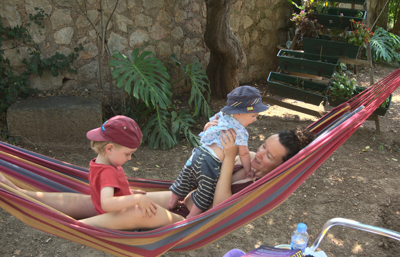 Fred, Harry and Evelyn in the hammock from A Trip to Sóller, Mallorca, Spain - 8th-14th September 2012