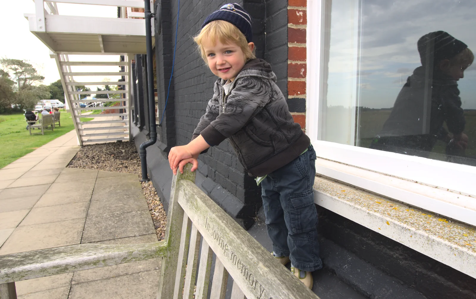 Fred on a bench, from The Aldeburgh Food Festival, Aldeburgh, Suffolk - 30th September 2012