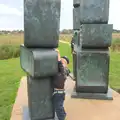 Fred climbs up on a Barbara Hepworth sculpture, The Aldeburgh Food Festival, Aldeburgh, Suffolk - 30th September 2012