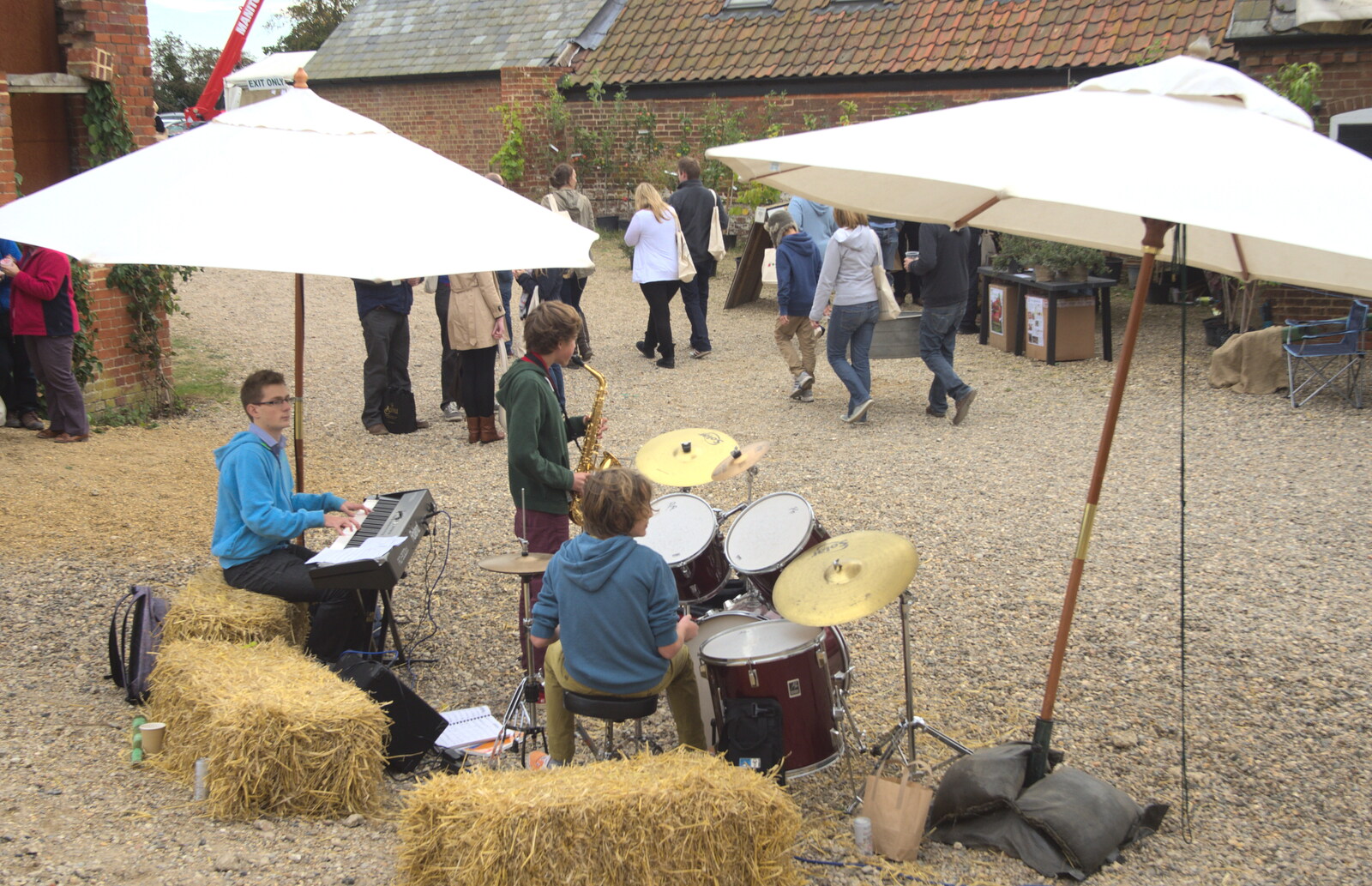 A schoolboy band plays outside from The Aldeburgh Food Festival, Aldeburgh, Suffolk - 30th September 2012