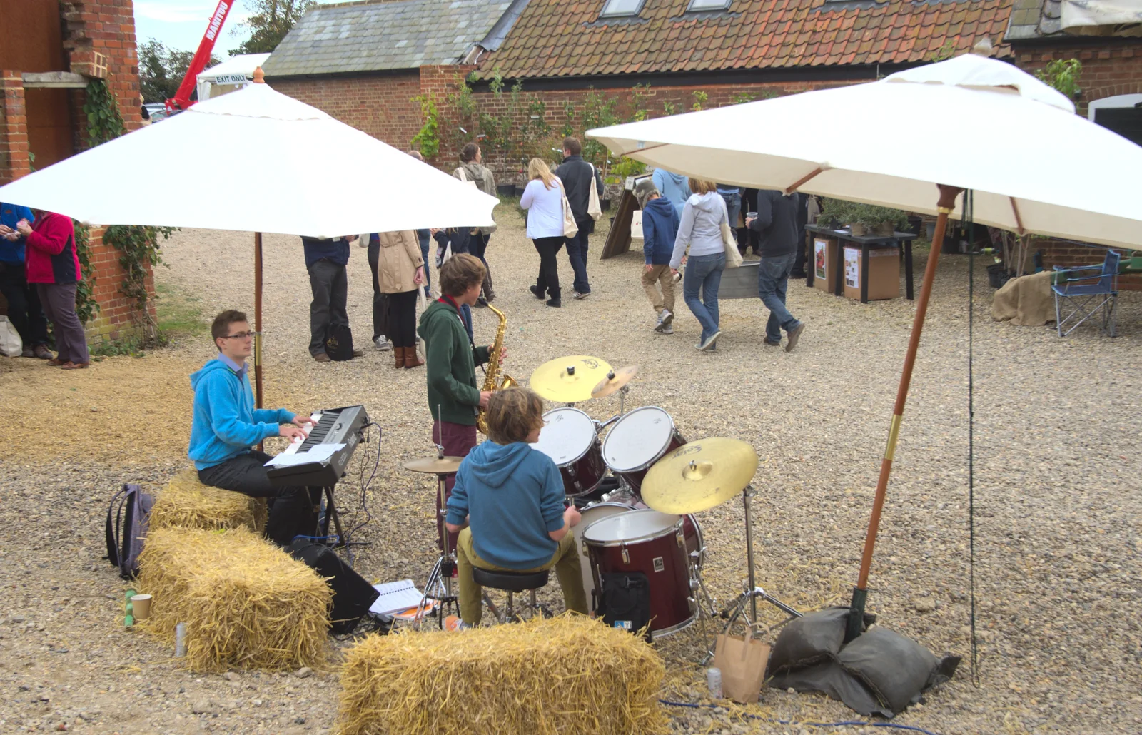 A schoolboy band plays outside, from The Aldeburgh Food Festival, Aldeburgh, Suffolk - 30th September 2012