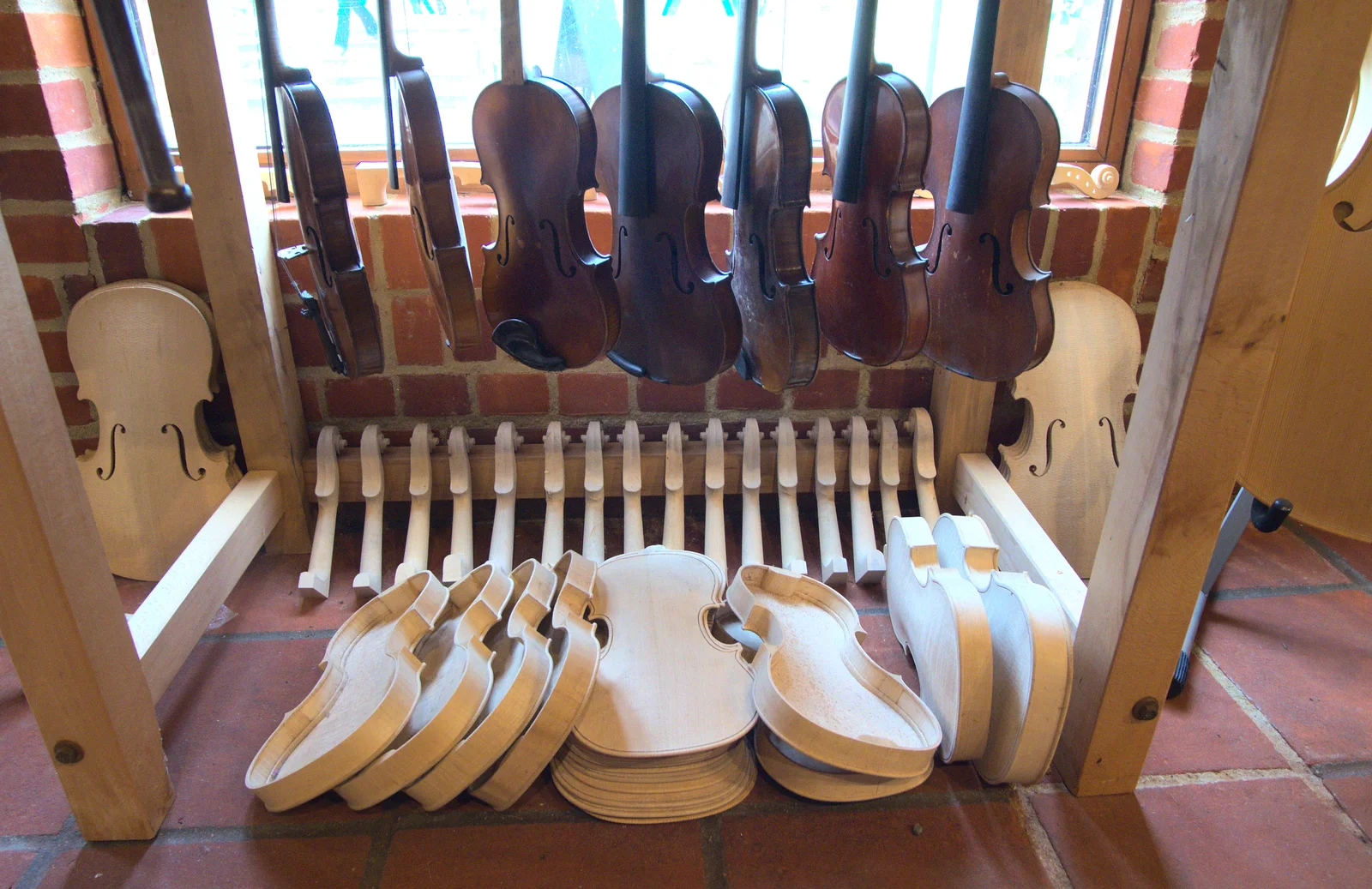 A stack of part-finished violins, from The Aldeburgh Food Festival, Aldeburgh, Suffolk - 30th September 2012