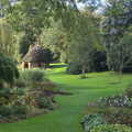 The gardens, and a thatched roundhouse, Alan Bloom's Gardens, Bressingham, Norfolk - 6th October 2012