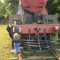 Fred hangs off the buffer of a locomotive, Diss Miscellany, and a Few Hours at Bressingham, Diss and Bressingham, Norfolk - 13th October 2012