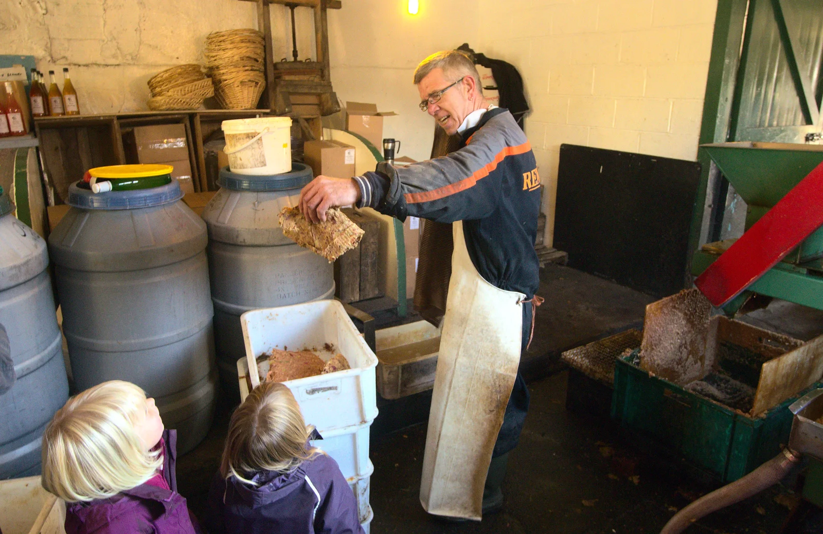 Trevor shows the pressed apple remains, from An Appley Sort of Zoo Day, Carleton Rode and Banham, Norfolk - 14th October 2012