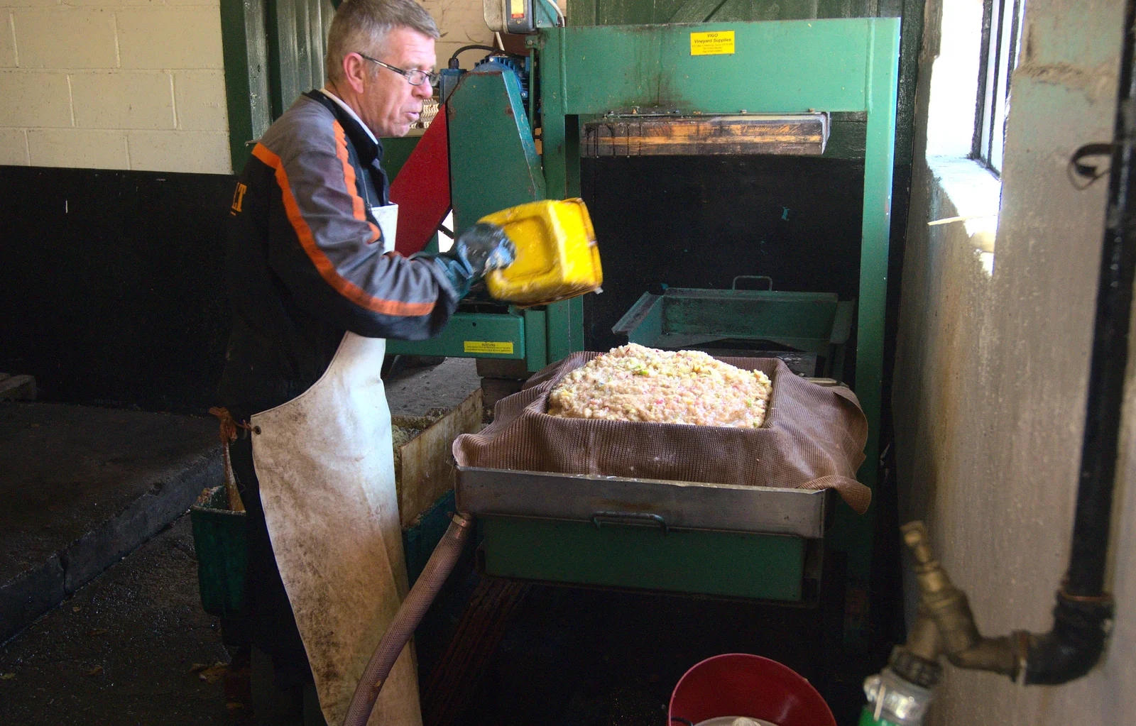 Trevor piles in some chopped apple, from An Appley Sort of Zoo Day, Carleton Rode and Banham, Norfolk - 14th October 2012