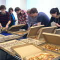 Adam looks over a sea of pizza boxes, TouchType Office Life and Pizza, Southwark, London - 20th October 2012