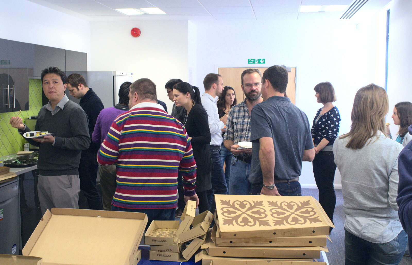 Office mingling and pizza boxes from TouchType Office Life and Pizza, Southwark, London - 20th October 2012