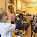 Fred shows off more Lego, and pipe-cleaner spider, Another Trip to Peckham, Southwark, London - 28th October 2012