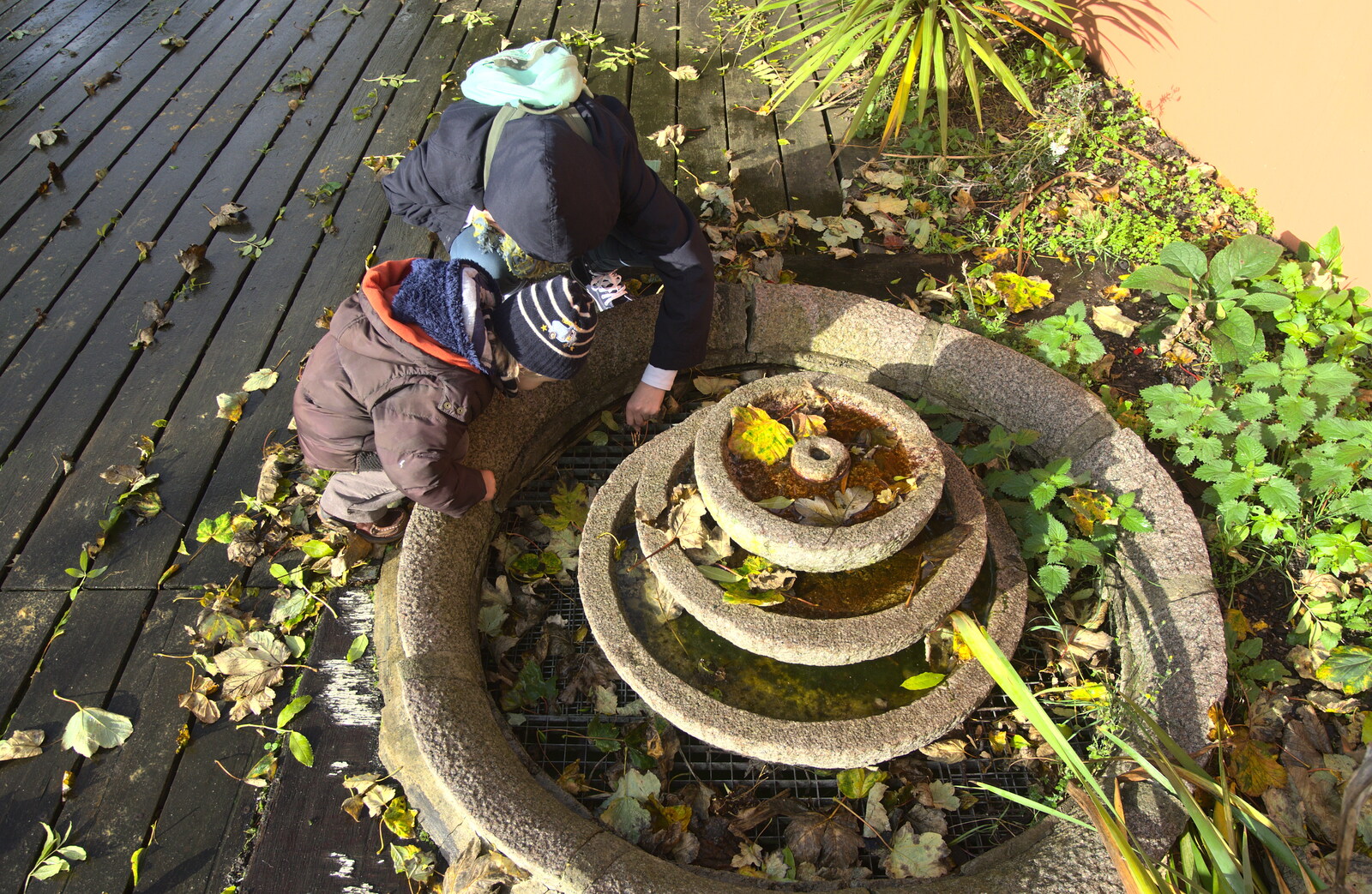 Fred pokes around in a dried up fountain from Another Trip to Peckham, Southwark, London - 28th October 2012