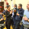 Apple and Paul lean on a wall, The 35th Norwich Beer Festival, St. Andrew's Hall, Norwich - 31st October 2012