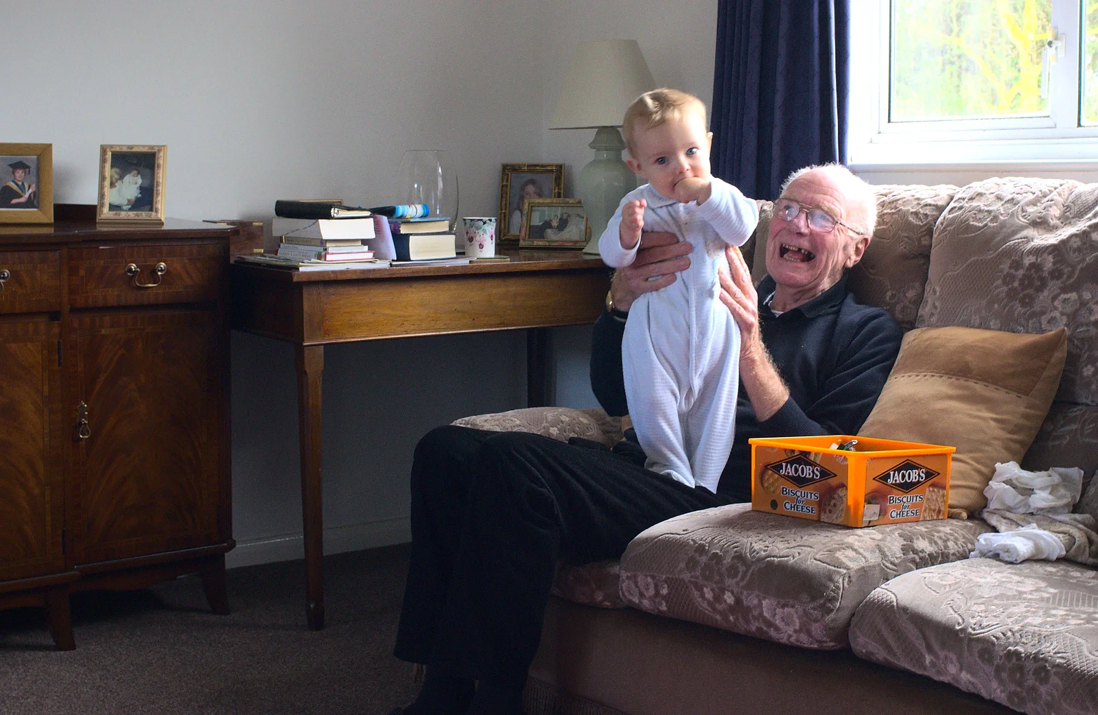 Grandad bounces Harry around, from Butterflies and Fireworks, Brome and Wortham, Suffolk and Norfolk - 3rd November 2012