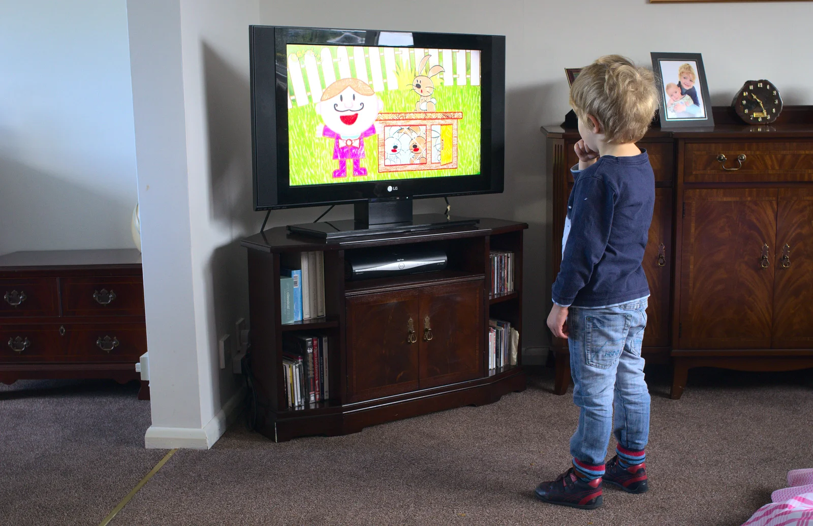 Fred watches some guff on the telly, from Butterflies and Fireworks, Brome and Wortham, Suffolk and Norfolk - 3rd November 2012